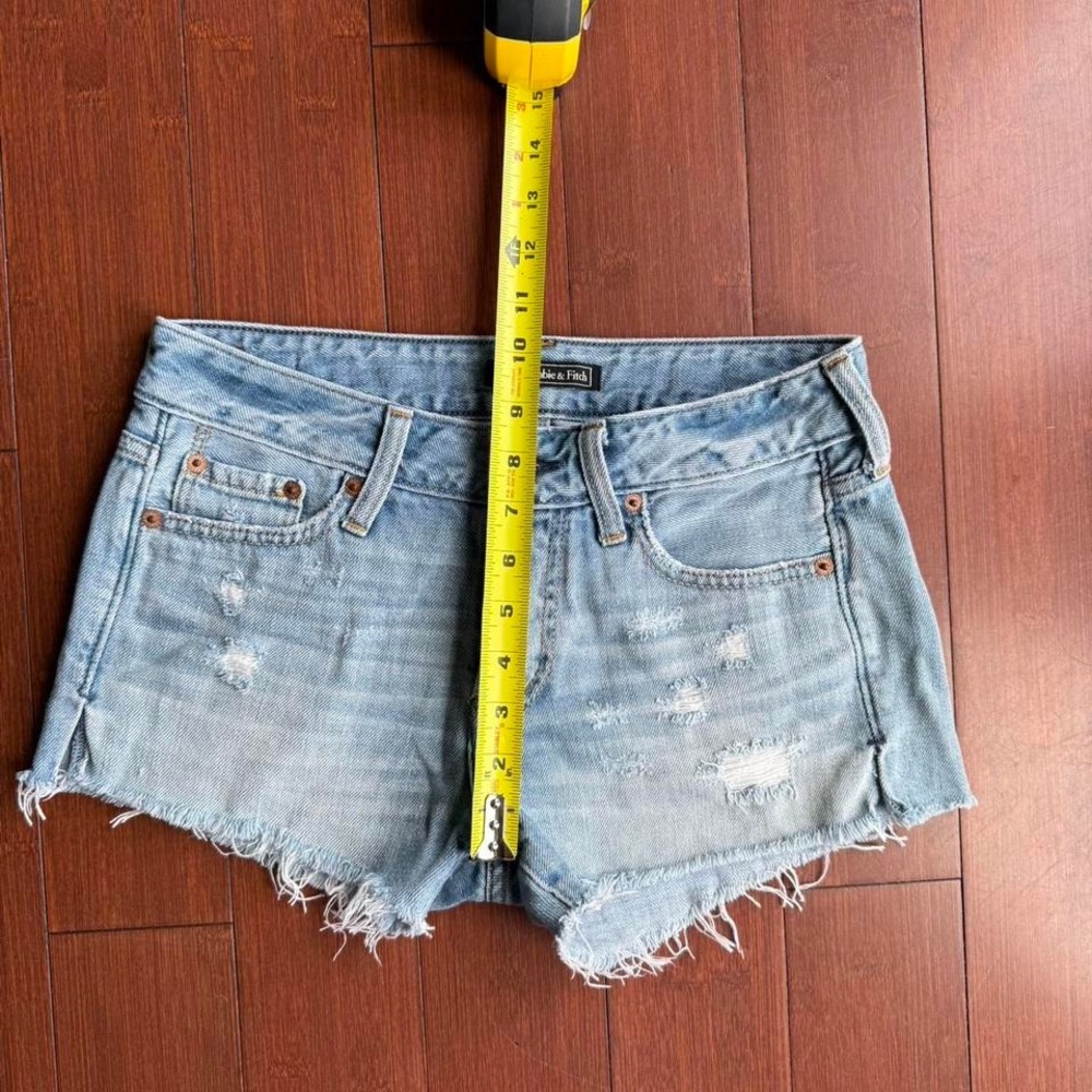 Abercrombie & Fitch Blue Distressed Denim Boyfriend Cutoff Shorts - Picture 7 of 8